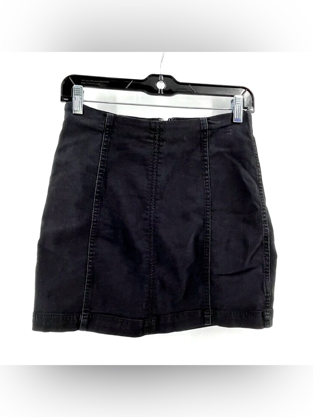 Free People Black Denim Mini Skirt with Front Panel Seams